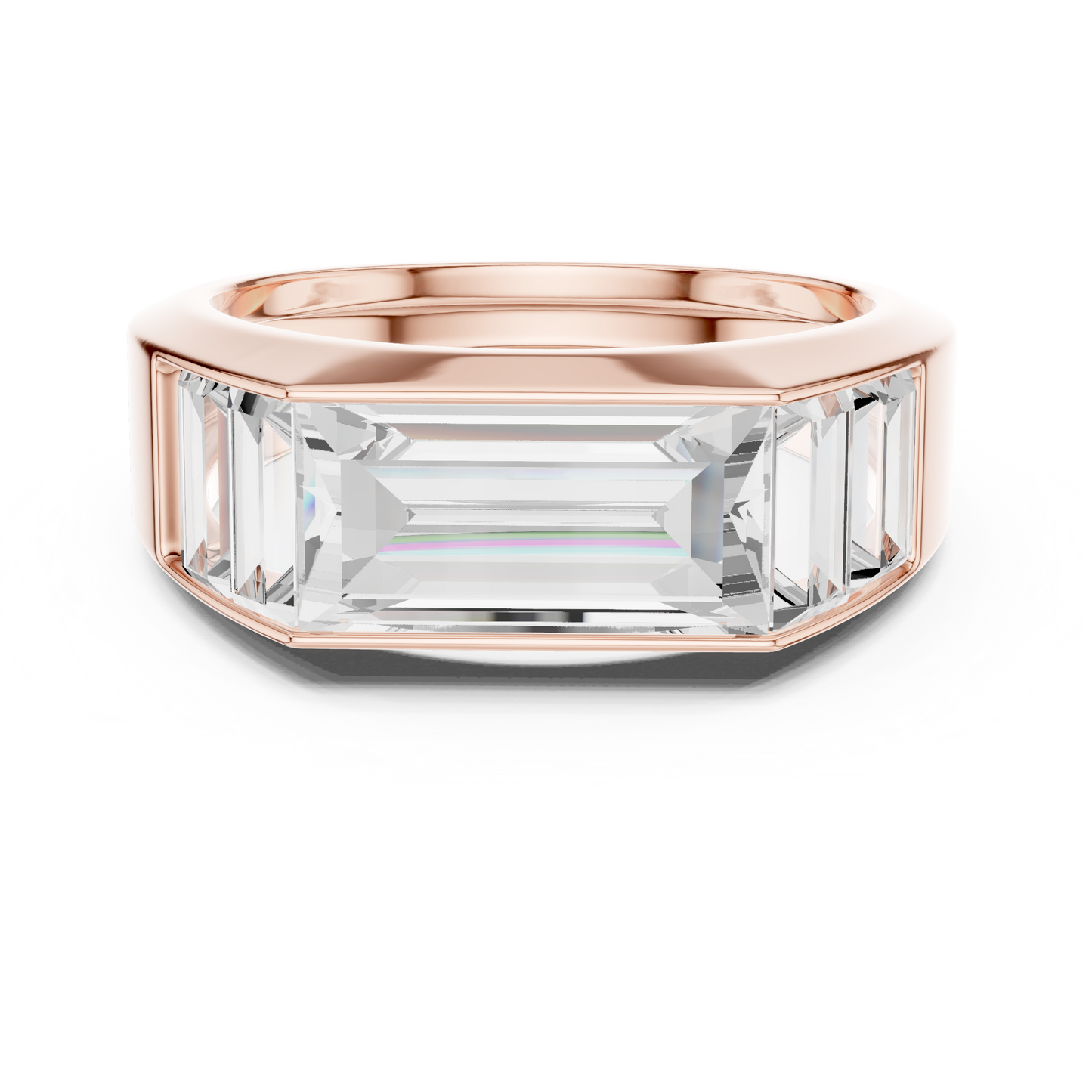 Elegant rose gold baguette diamond ring with bold modern craftsmanship timeless luxury appeal