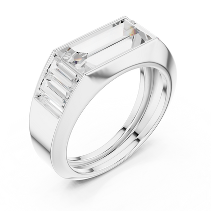 Elegant rose gold baguette diamond ring with bold modern craftsmanship timeless luxury appeal