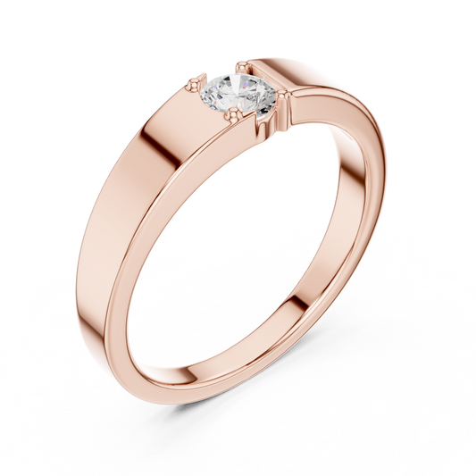 Elegant diamond solitaire ring - crafted in Silver Rose Plated -  perfect symbol of timeless love
