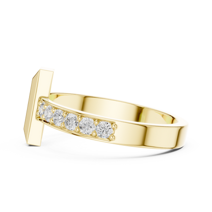 Modern T-Bar Ring Diamond Band Elegance 925 Sterling Silver Combo