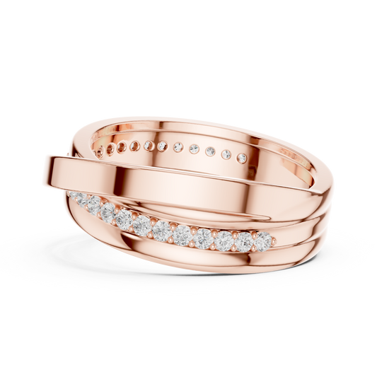 Elegant Diamond Couple Rings / Premium Gold Finish Bands / Timeless Love Symbol For Couples