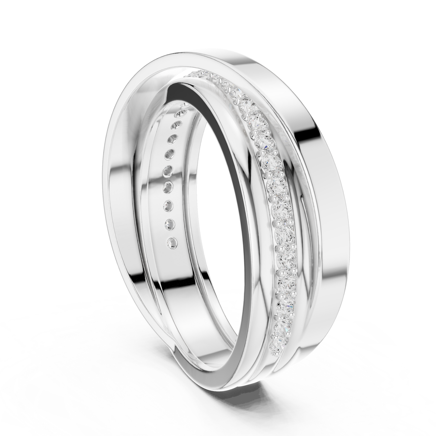 Elegant Diamond Couple Rings / Premium Silver Finish Bands / Timeless Love Symbol For Couples