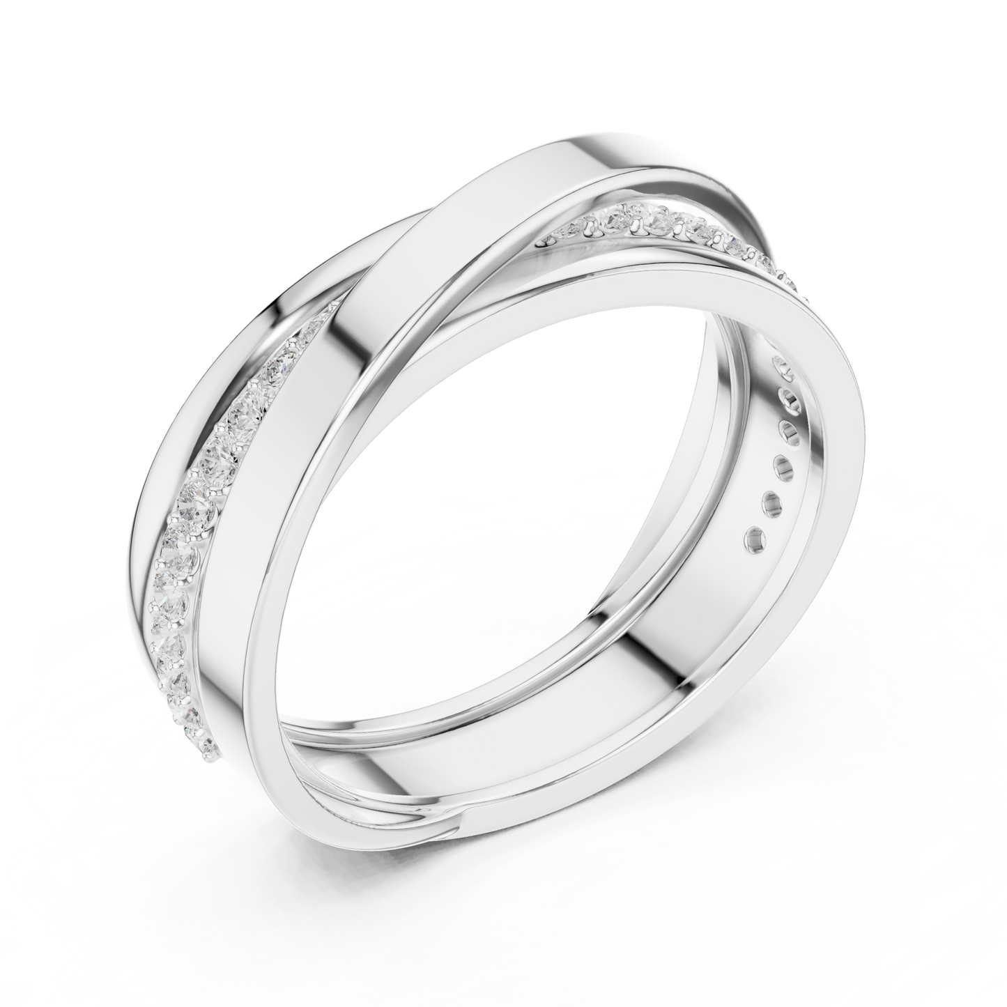 Elegant Diamond Couple Rings / Premium Silver Finish Bands / Timeless Love Symbol For Couples