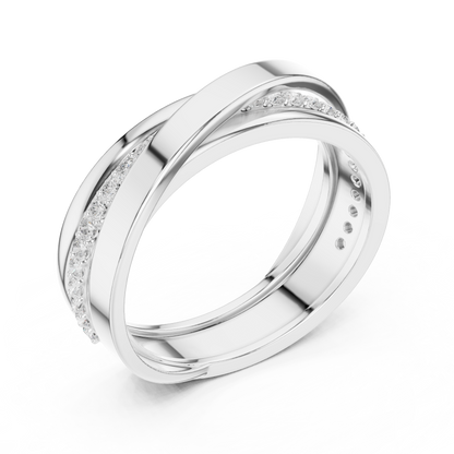 Elegant Diamond Couple Rings / Premium Silver Finish Bands / Timeless Love Symbol For Couples