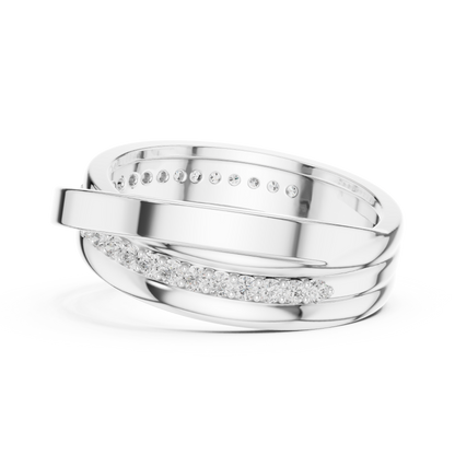 Elegant Diamond Couple Rings / Premium Silver Finish Bands / Timeless Love Symbol For Couples