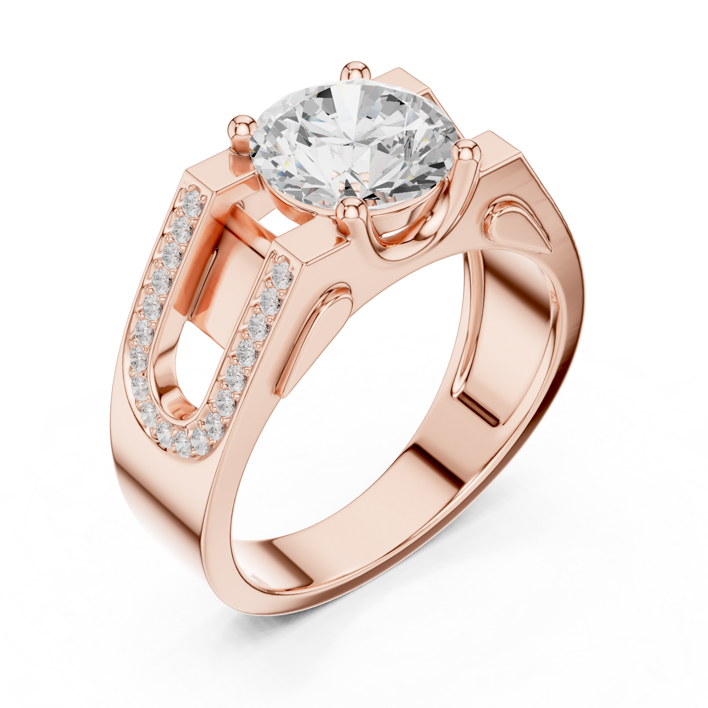 Luxury diamond ring | premium Silver finish | bold modern engagement style design