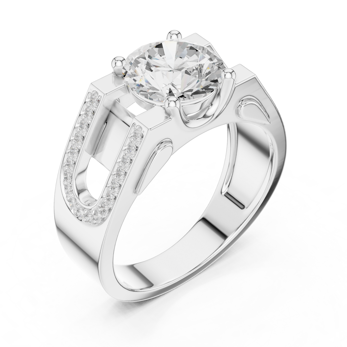 Luxury diamond ring | premium Silver finish | bold modern engagement style design