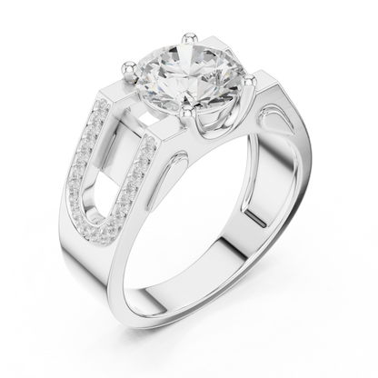 Luxury diamond ring | premium Silver finish | bold modern engagement style design