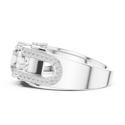 Luxury diamond ring | premium Silver finish | bold modern engagement style design