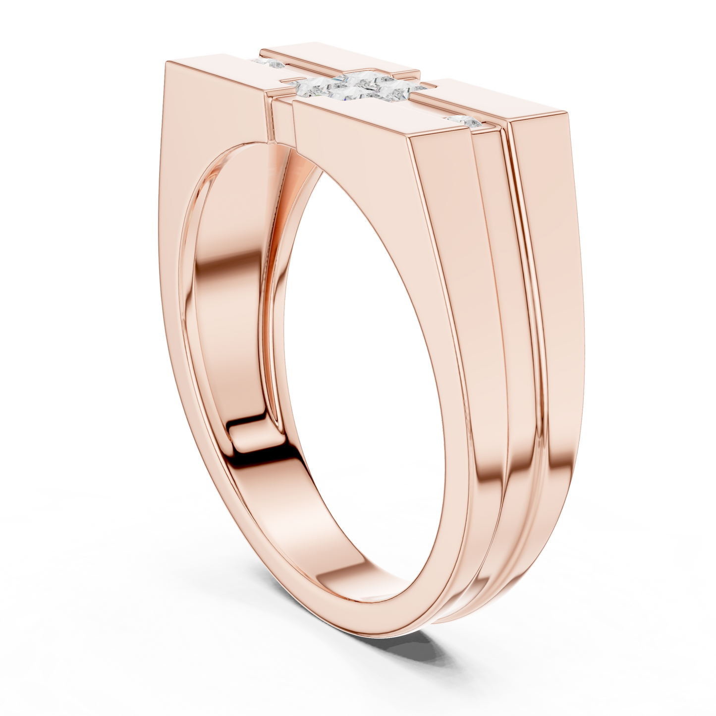 Stylish men diamond ring with clean finish and powerful modern appearance