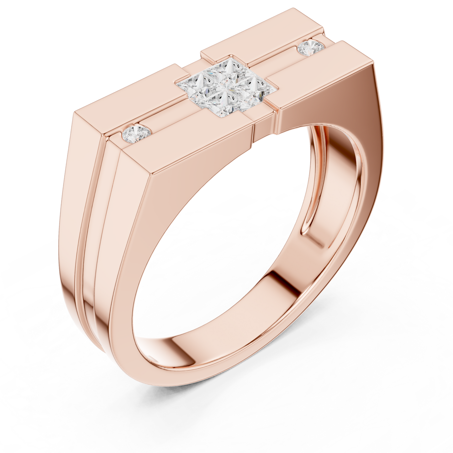 Stylish men diamond ring with clean finish and powerful modern appearance