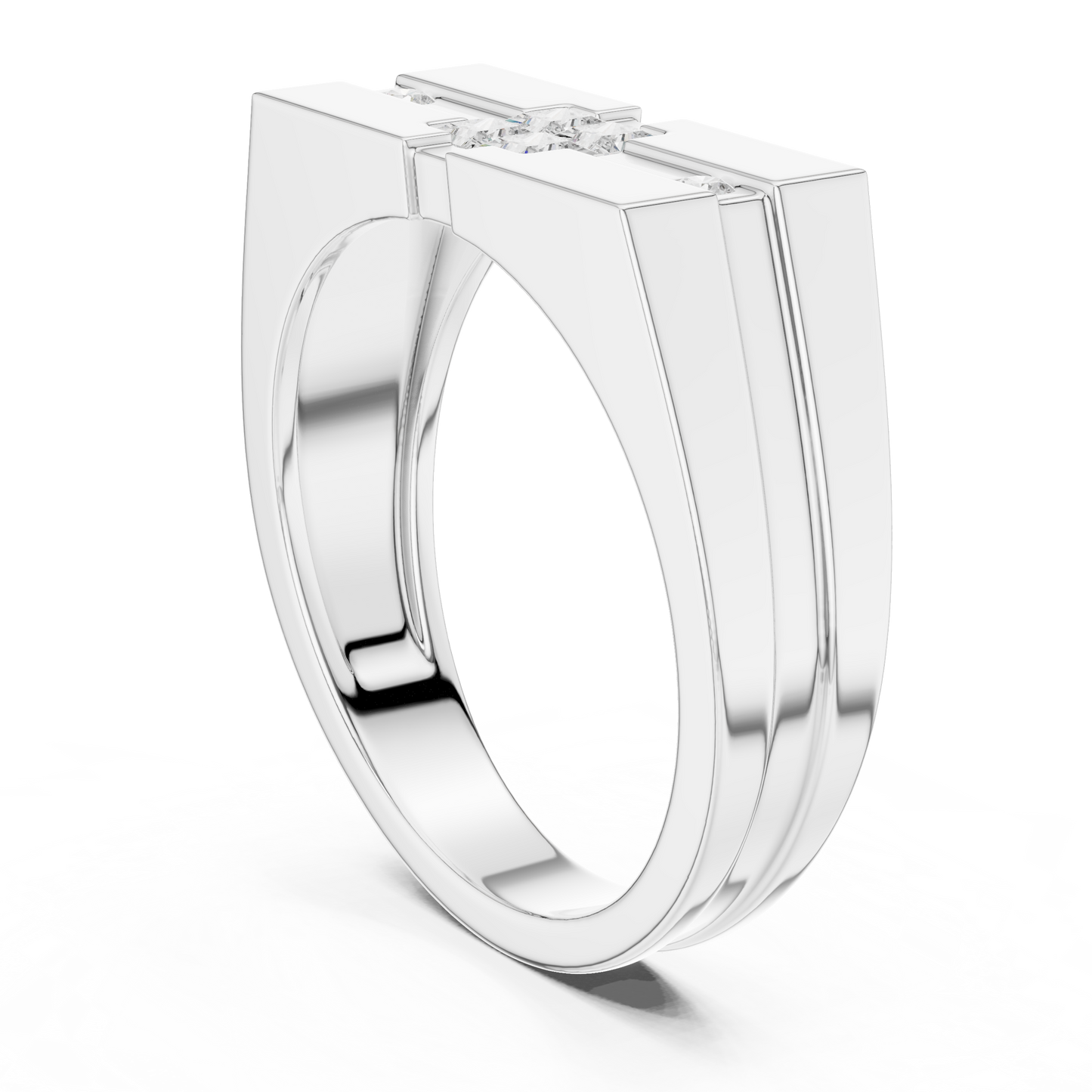 Stylish men diamond ring with clean finish and powerful modern appearance