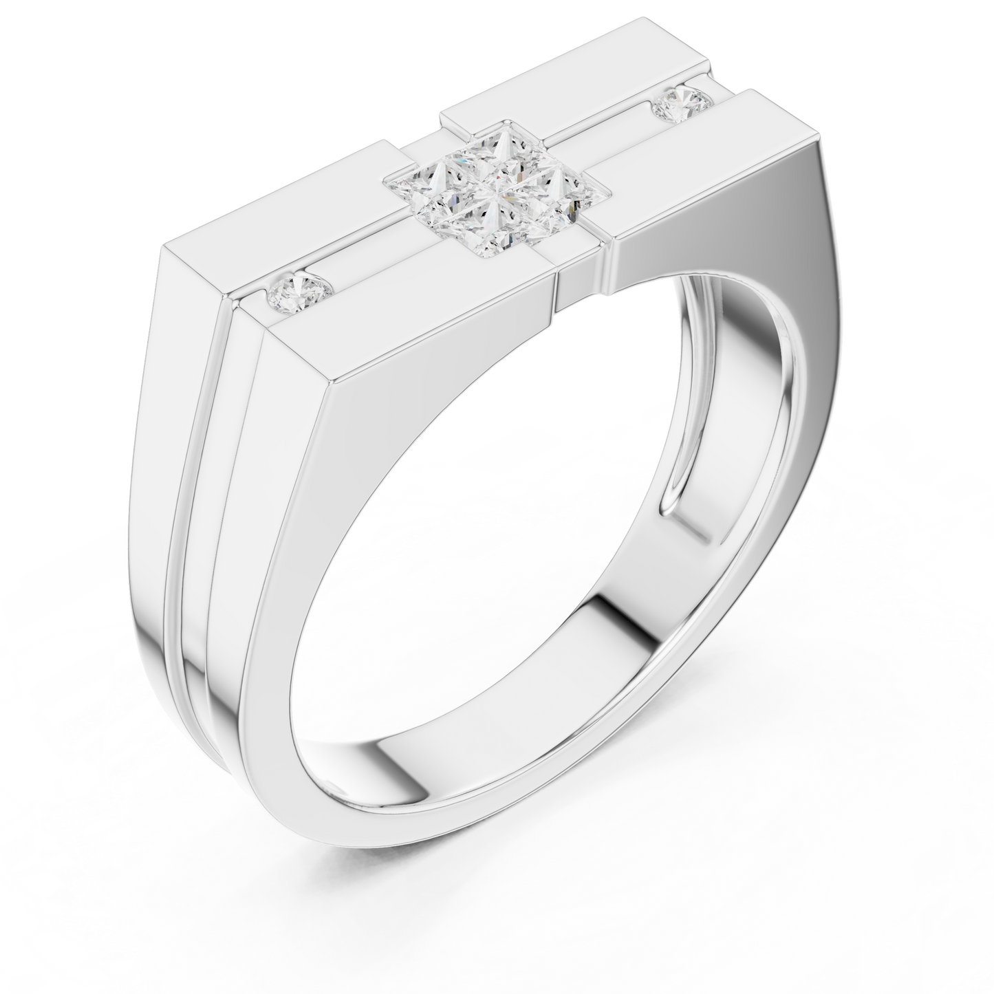 Stylish men diamond ring with clean finish and powerful modern appearance