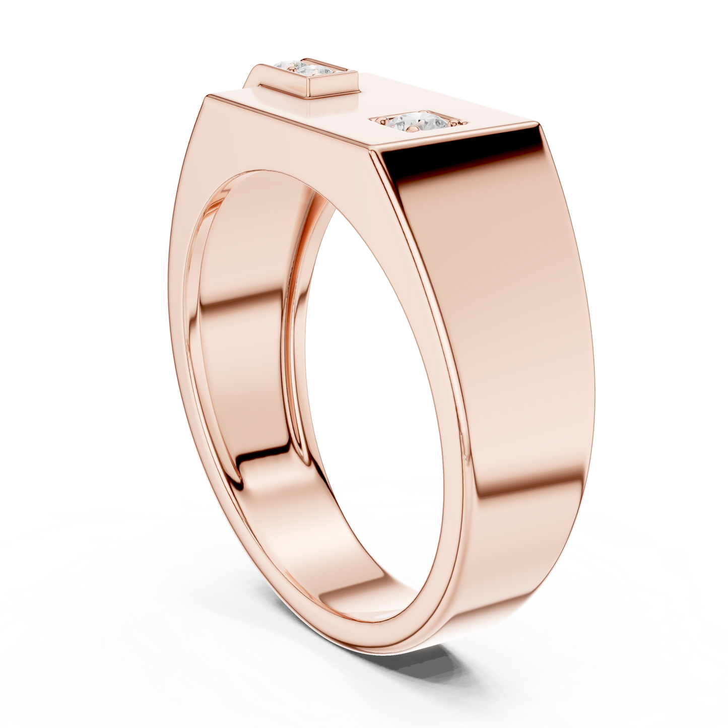 Premium men’s diamond signet ring combo in white, yellow & rose gold. Bold luxury design, perfect for gifting, weddings & elite style.