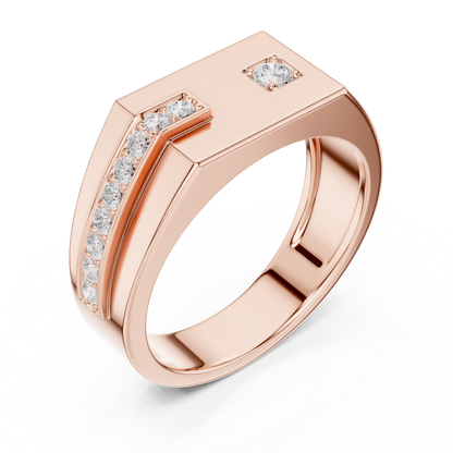 Premium men’s diamond signet ring combo in white, yellow & rose gold. Bold luxury design, perfect for gifting, weddings & elite style.