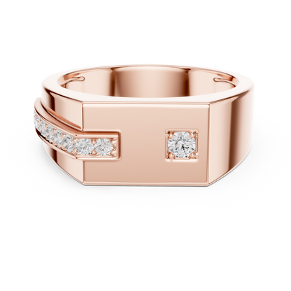 Premium men’s diamond signet ring combo in white, yellow & rose gold. Bold luxury design, perfect for gifting, weddings & elite style.