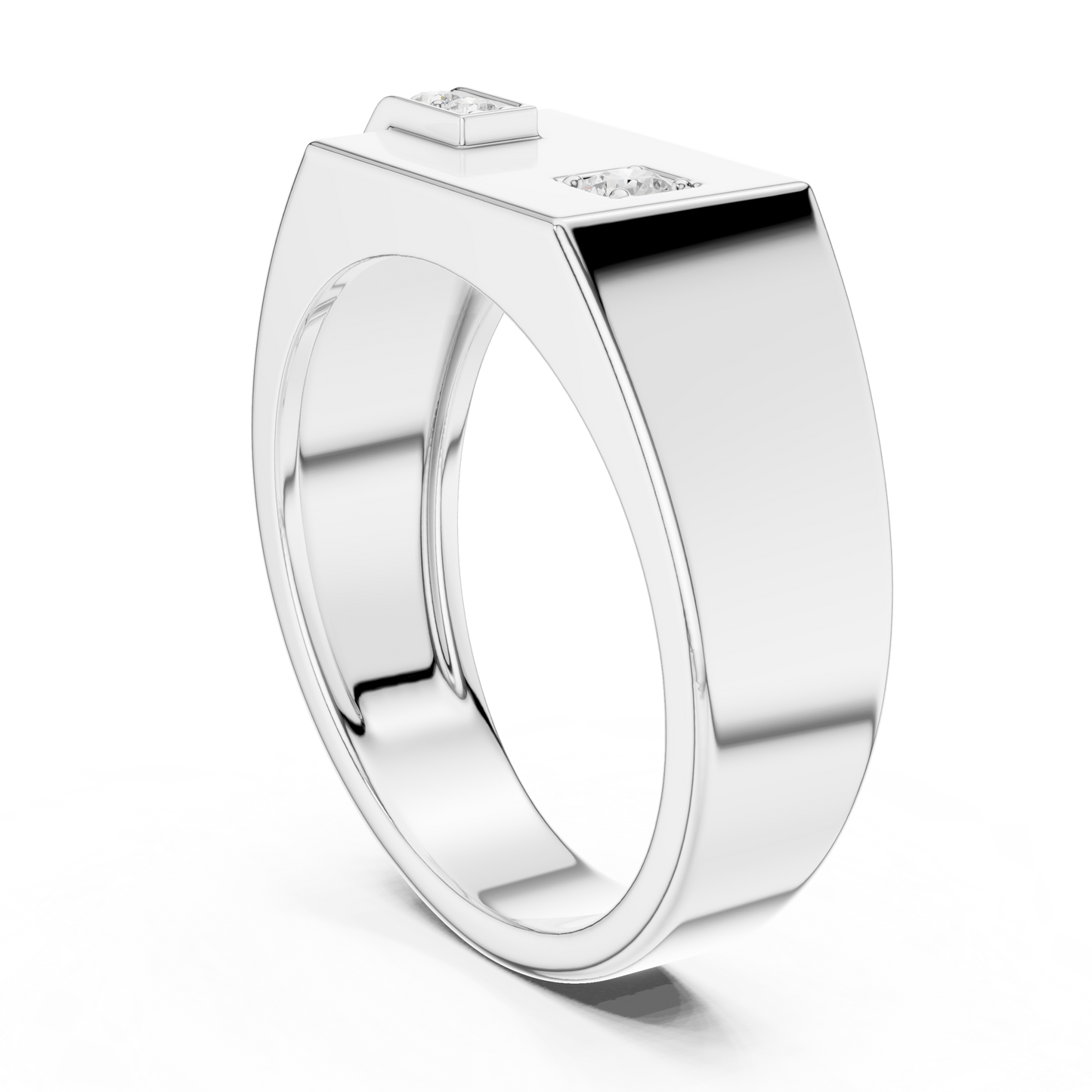 Premium men’s diamond signet ring combo in white, yellow & rose gold. Bold luxury design, perfect for gifting, weddings & elite style.