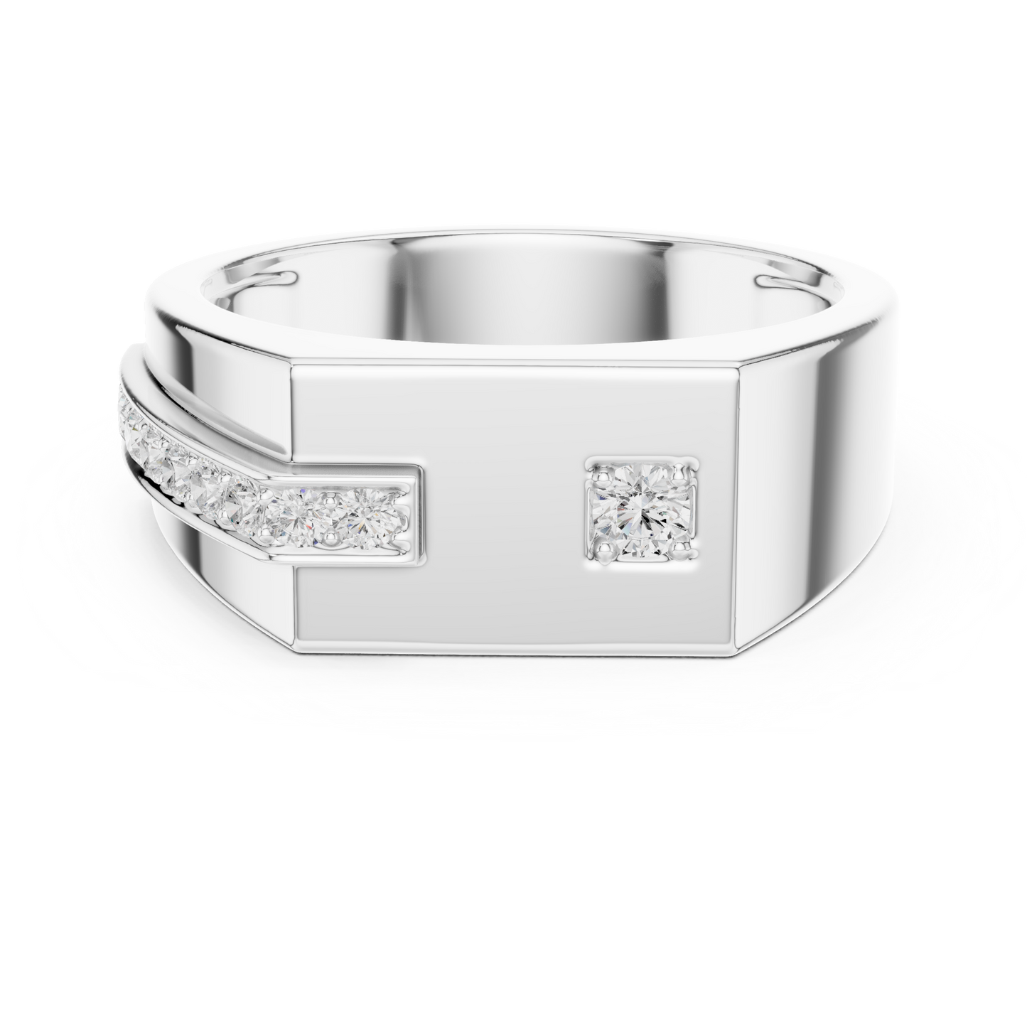 Premium men’s diamond signet ring combo in white, yellow & rose gold. Bold luxury design, perfect for gifting, weddings & elite style.