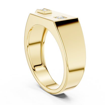 Premium men’s diamond signet ring combo in white, yellow & rose gold. Bold luxury design, perfect for gifting, weddings & elite style.