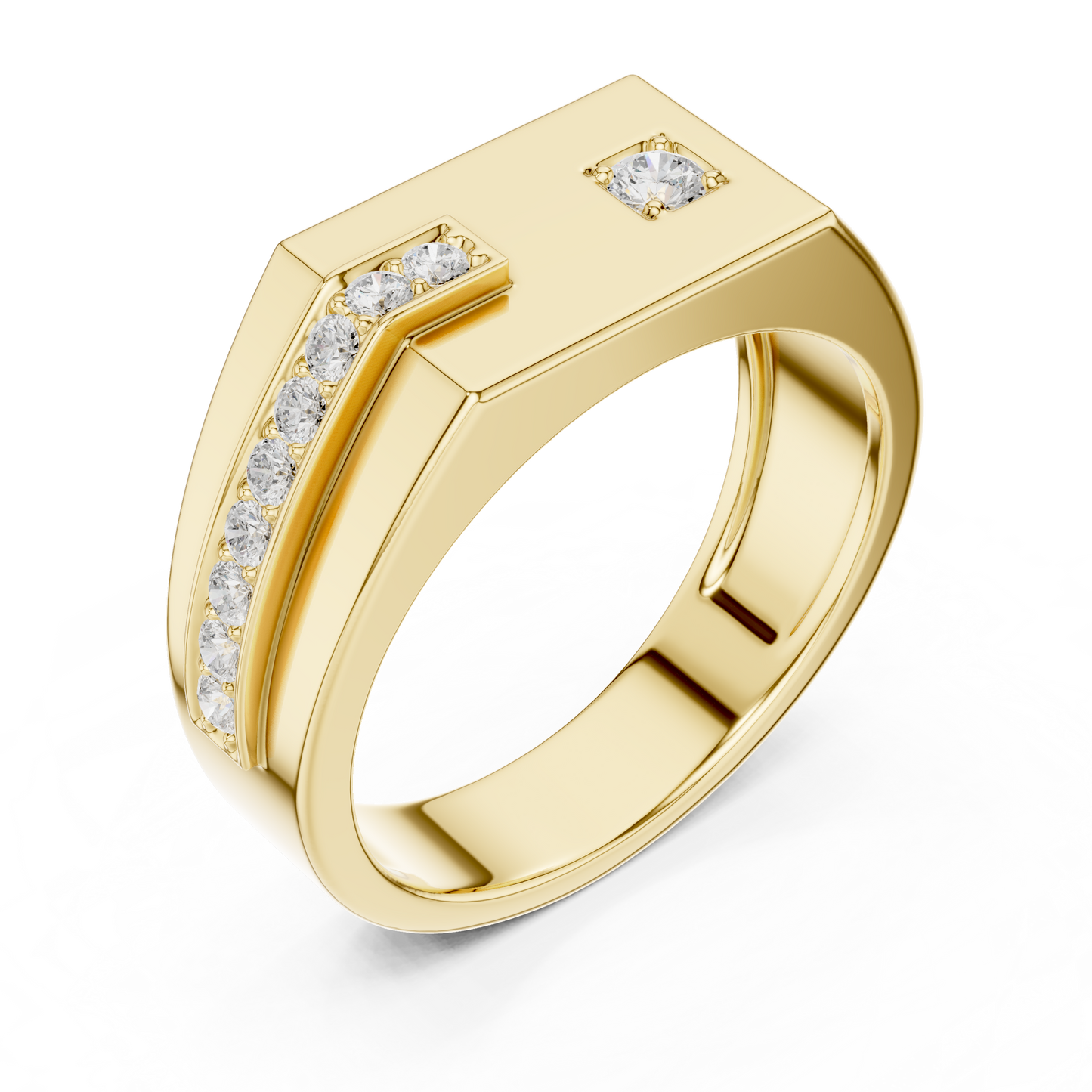 Premium men’s diamond signet ring combo in white, yellow & rose gold. Bold luxury design, perfect for gifting, weddings & elite style.