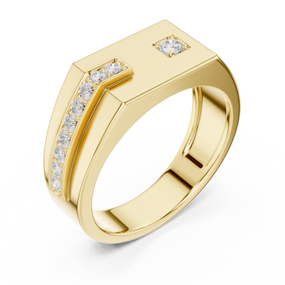 Premium men’s diamond signet ring combo in white, yellow & rose gold. Bold luxury design, perfect for gifting, weddings & elite style.