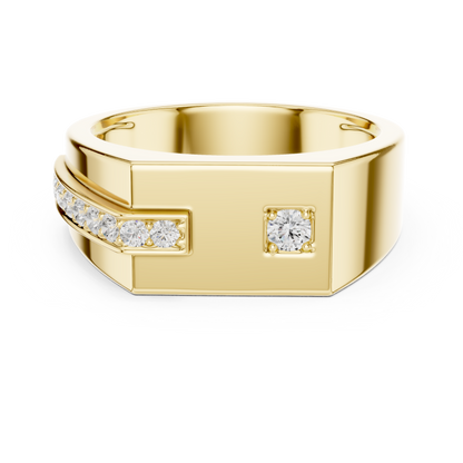 Premium men’s diamond signet ring combo in white, yellow & rose gold. Bold luxury design, perfect for gifting, weddings & elite style.