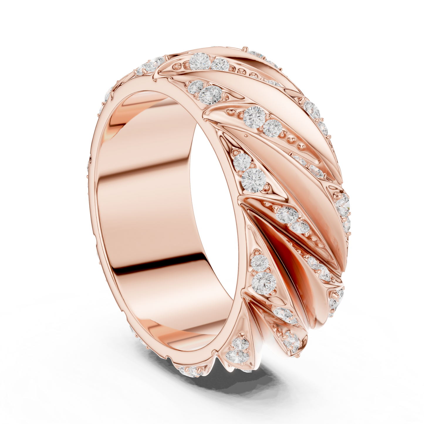Avant Garde Diamond Rings - Rose Gold White Gold - Yellow Gold Architectural Band Combo