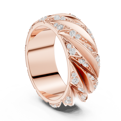 Avant Garde Diamond Rings - Rose Gold White Gold - Yellow Gold Architectural Band Combo