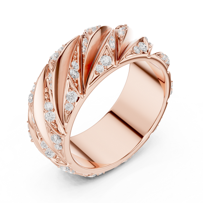 Avant Garde Diamond Rings - Rose Gold White Gold - Yellow Gold Architectural Band Combo
