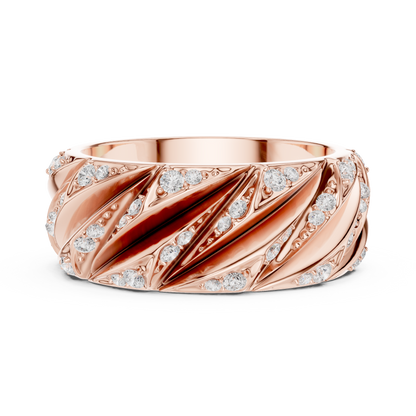 Avant Garde Diamond Rings - Rose Gold White Gold - Yellow Gold Architectural Band Combo