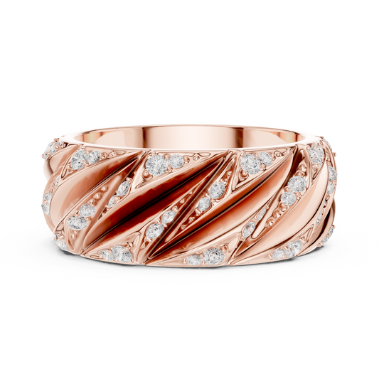 Avant Garde Diamond Rings - Rose Gold Plated 925 Sterling Silver - Yellow Gold Plated Architectural Band Combo
