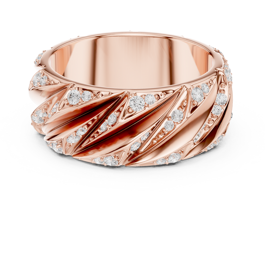 Avant Garde Diamond Rings - Rose Gold Plated 925 Sterling Silver - Yellow Gold Plated Architectural Band Combo