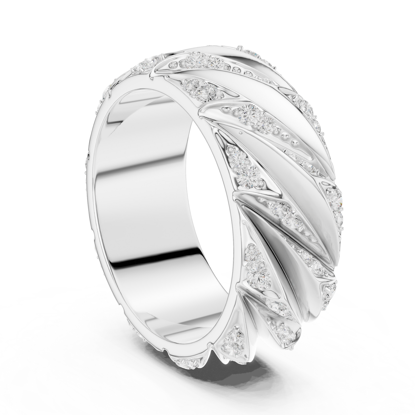 Avant Garde Diamond Rings - Rose Gold White Gold - Yellow Gold Architectural Band Combo