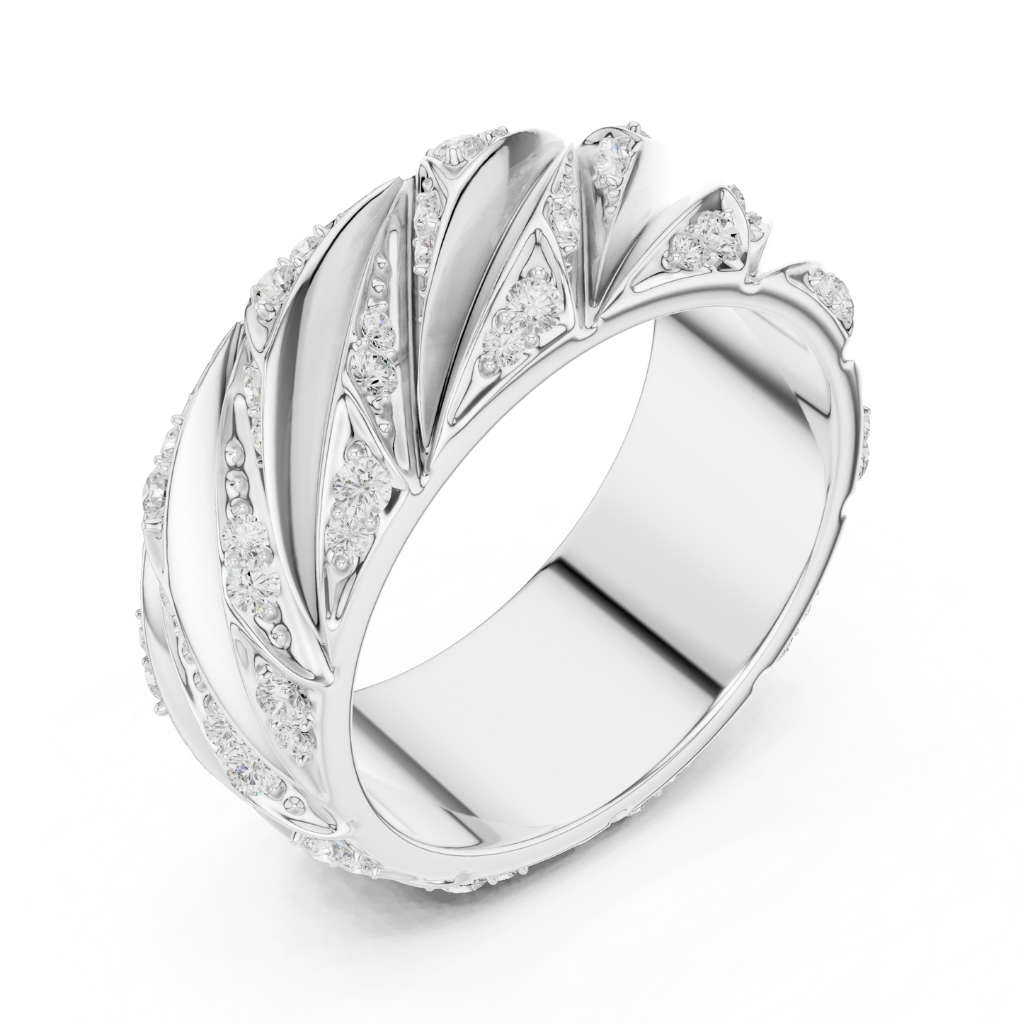Avant Garde Diamond Rings - Rose Gold White Gold - Yellow Gold Architectural Band Combo