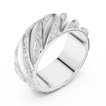 Avant Garde Diamond Rings - Rose Gold White Gold - Yellow Gold Architectural Band Combo