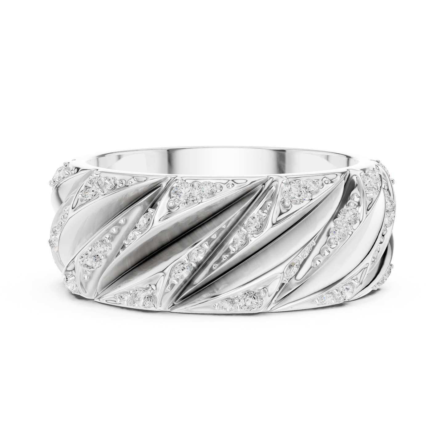 Avant Garde Diamond Rings - Rose Gold White Gold - Yellow Gold Architectural Band Combo