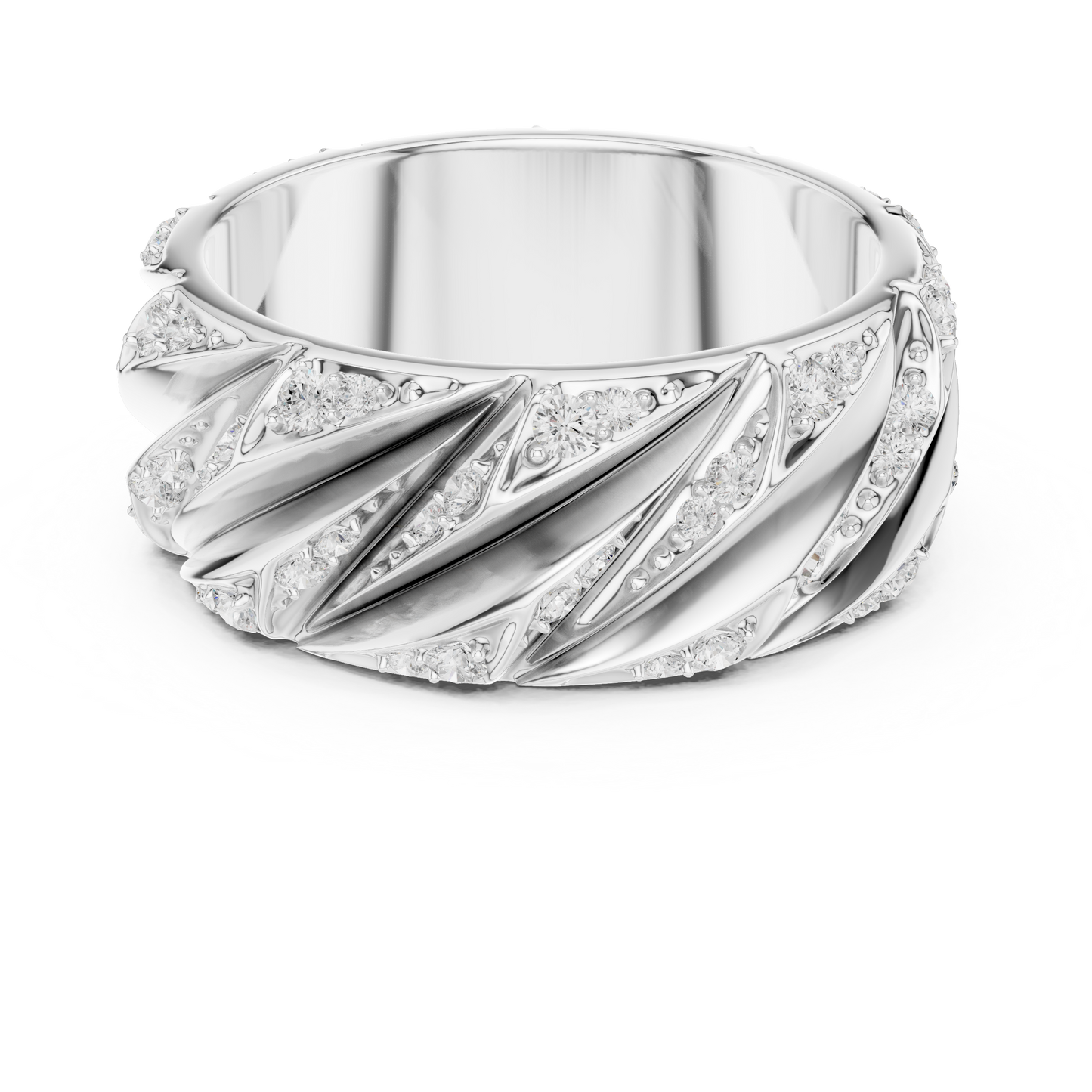 Avant Garde Diamond Rings - Rose Gold White Gold - Yellow Gold Architectural Band Combo