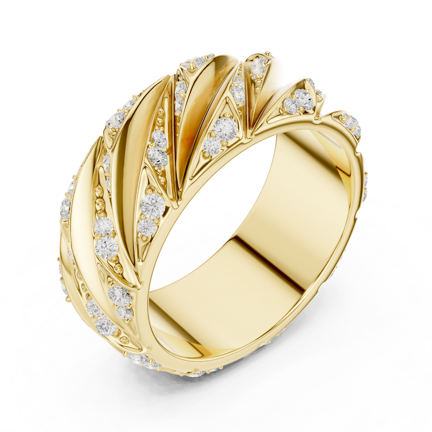 Avant Garde Diamond Rings - Rose Gold White Gold - Yellow Gold Architectural Band Combo