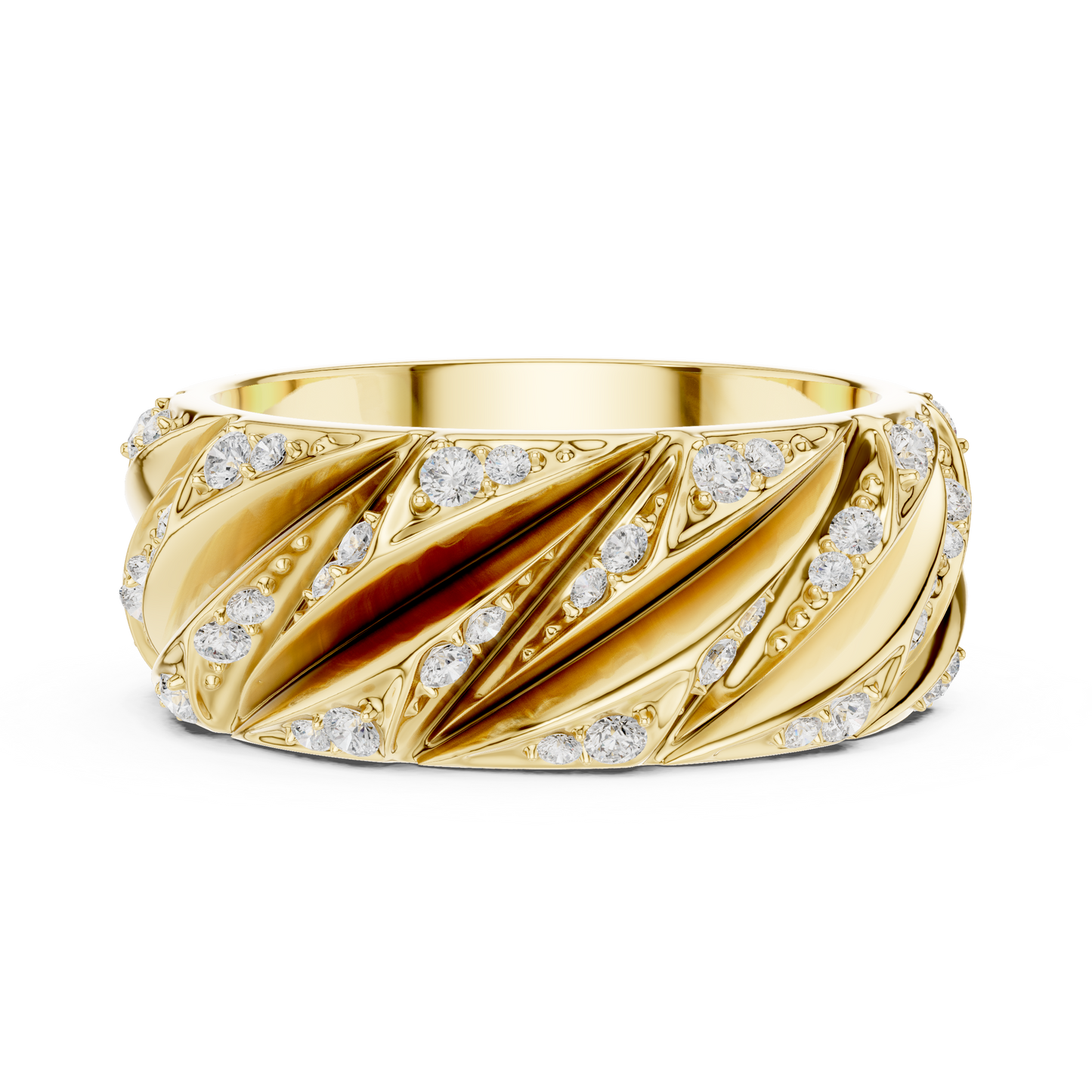 Avant Garde Diamond Rings - Rose Gold White Gold - Yellow Gold Architectural Band Combo