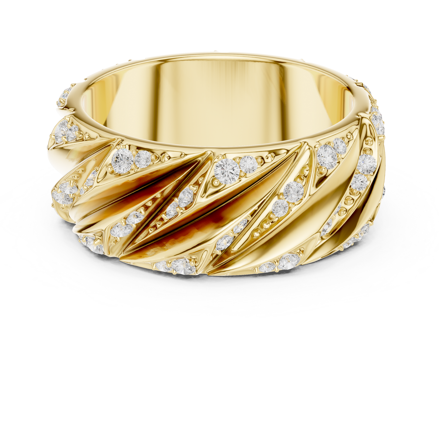 Avant Garde Diamond Rings - Rose Gold White Gold - Yellow Gold Architectural Band Combo