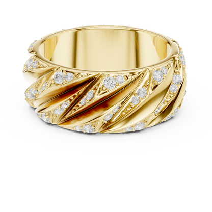 Avant Garde Diamond Rings - Rose Gold White Gold - Yellow Gold Architectural Band Combo