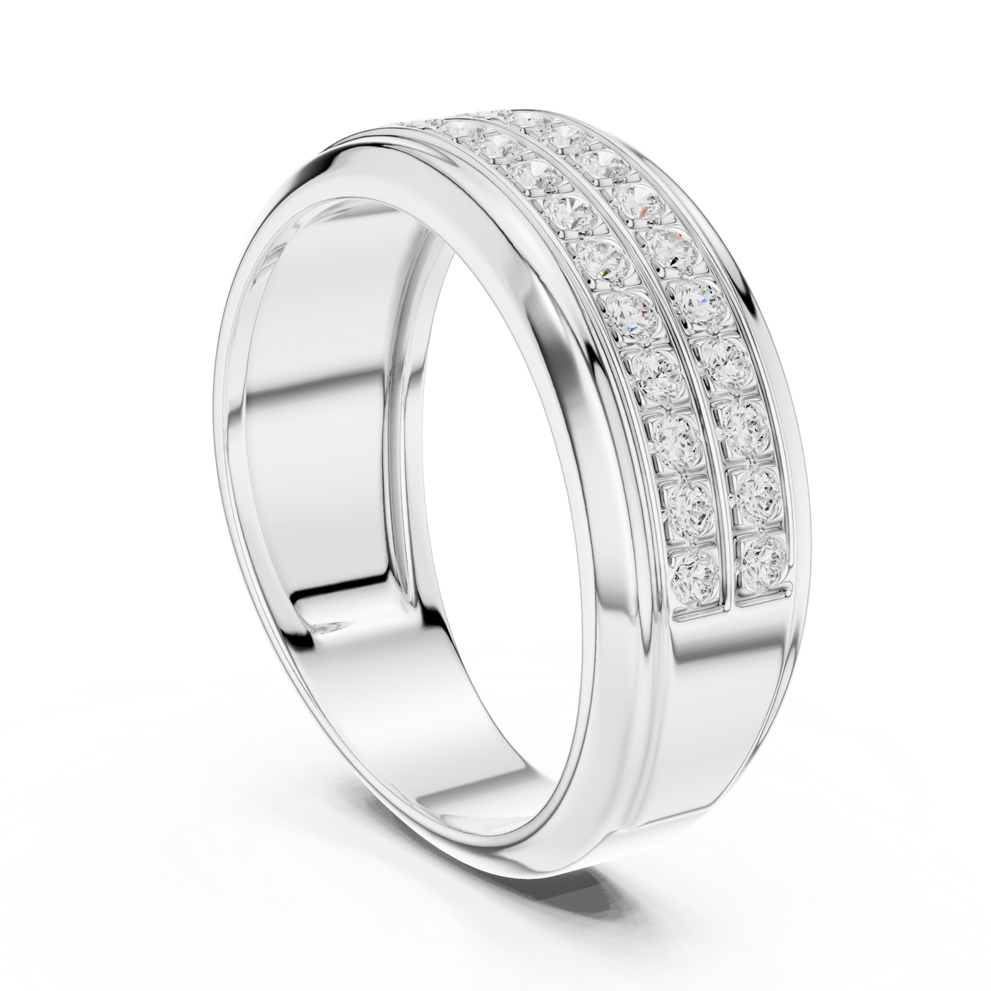 Legendary Channel Crafted Diamond Wedding Band 925 Sterling Silver Trio