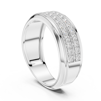 Legendary Channel Crafted Diamond Wedding Band 925 Sterling Silver Trio