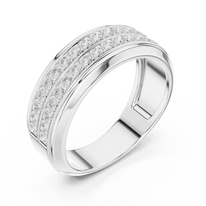 Legendary Channel Crafted Diamond Wedding Band 925 Sterling Silver Trio