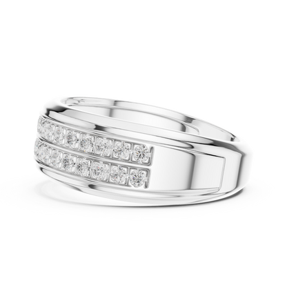 Legendary Channel Crafted Diamond Wedding Band 925 Sterling Silver Trio