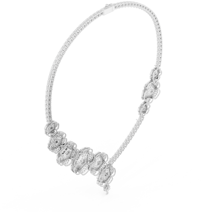 Exquisite floral diamond necklace designed to command attention luxury admiration and timeless prestige. -  Commanding Diamond Elegance - Luxury That Speaks Power