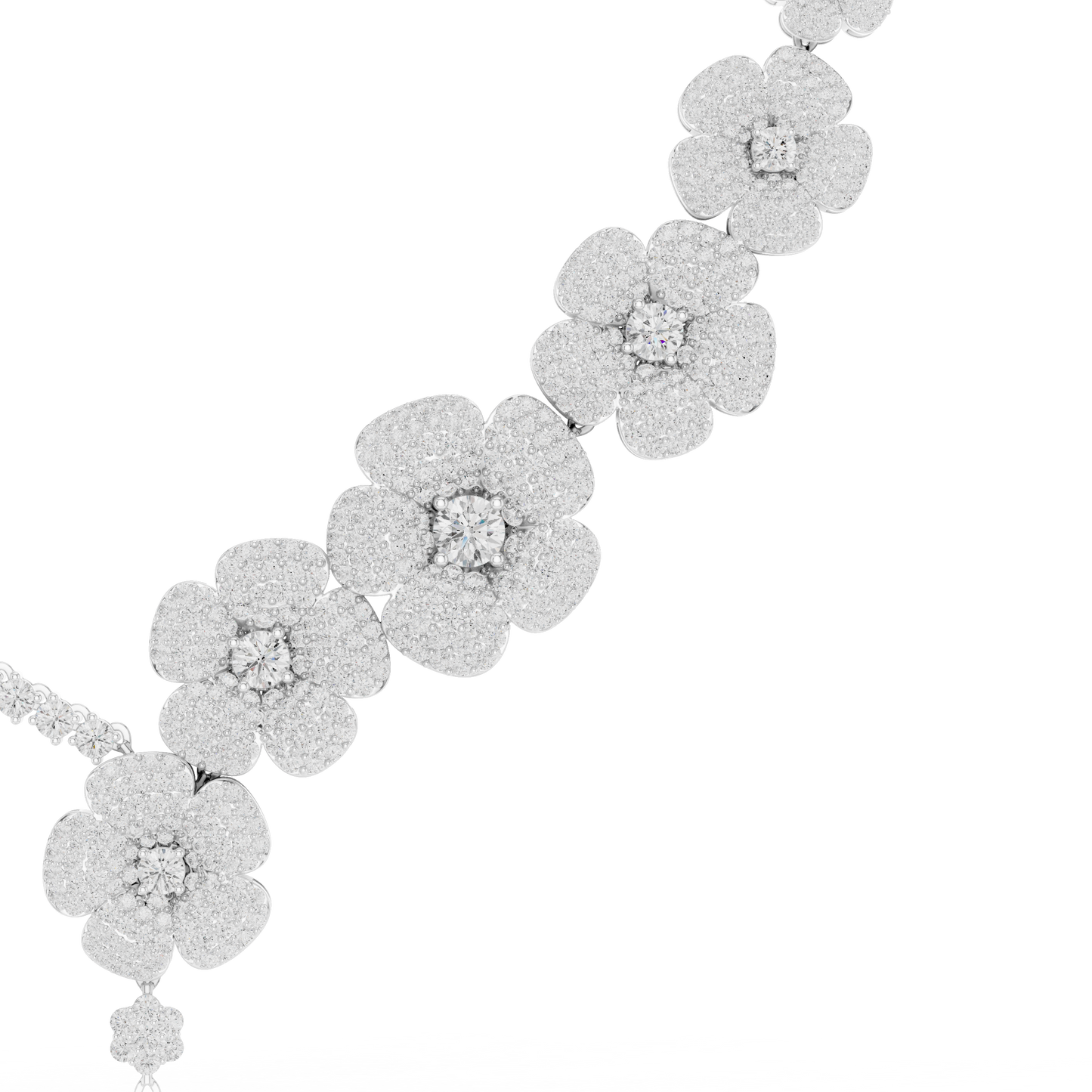 Exquisite floral diamond necklace designed to command attention luxury admiration and timeless prestige. -  Commanding Diamond Elegance - Luxury That Speaks Power