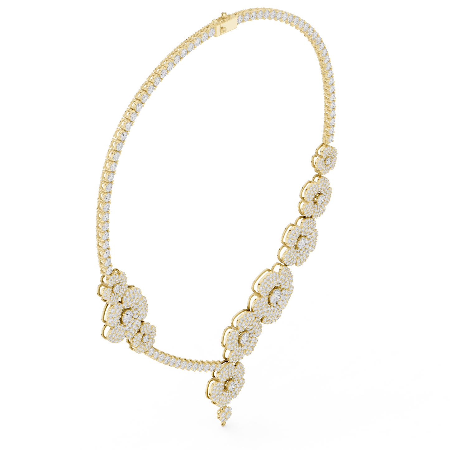 Exquisite floral diamond necklace designed to command attention luxury admiration and timeless prestige. -  Commanding Diamond Elegance - Luxury That Speaks Power