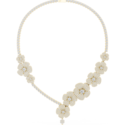 Exquisite floral diamond necklace designed to command attention luxury admiration and timeless prestige. -  Commanding Diamond Elegance - Luxury That Speaks Power