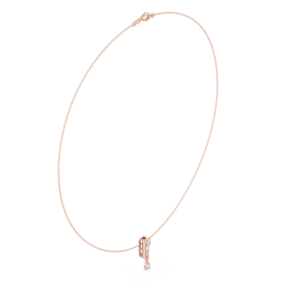 Architectural vertical diamond pendant - styled with minimalist aesthetics - expressing refined modern femininity